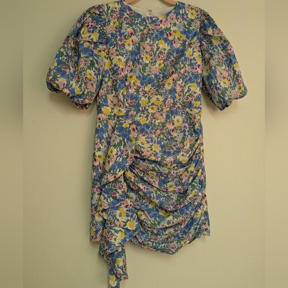 En Saison Puff Sleeve Floral Midi Dress Size Medium Cotton - Picture 11 of 17